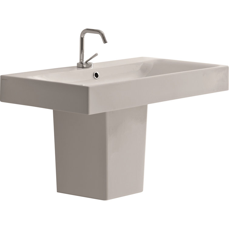 WS Bath Collections Cento Ceramic 40" Semi Pedestal Bathroom Sink with ...